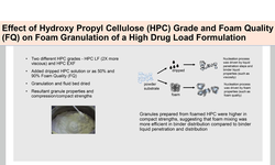 Effect of hydroxy propyl cellulose grade and foam quality on foam granulation of a high drug load formulation