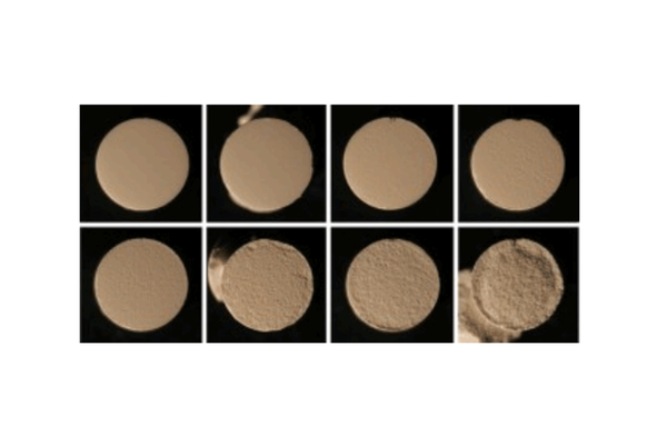 Image analysis quantification of sticking and picking events of pharmaceutical powders compressed on a rotary tablet press simulator