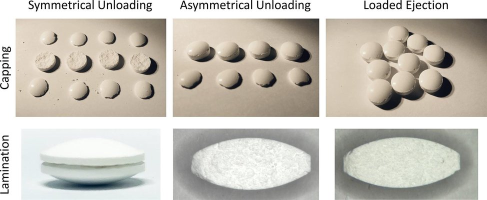 Influence of the unloading conditions on capping and lamination: Study on a compaction simulator