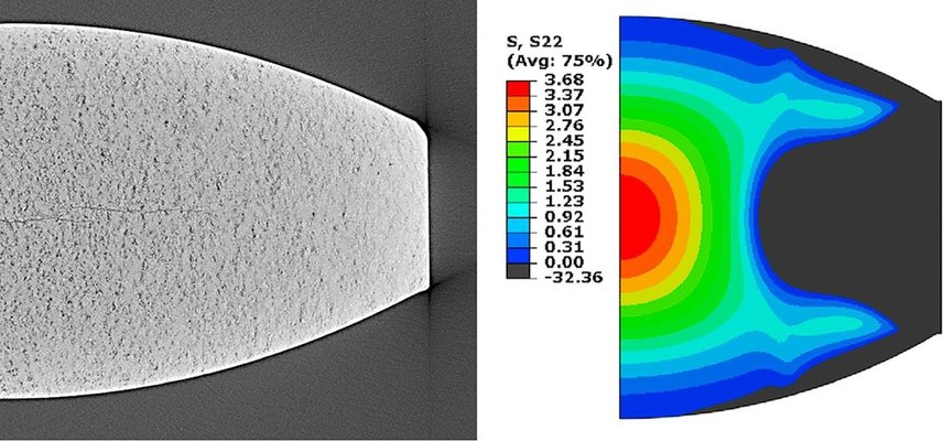 Lamination of biconvex tablets: numerical and experimental study