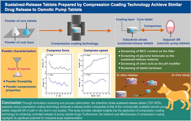 image Sustained-release tablets prepared by compression coating technology achieve similar drug release to osmotic pump tablets: Process parameters and in vitro-in vivo evaluation